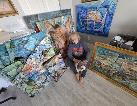 Contemporary art oils and digital at the Artist's studio